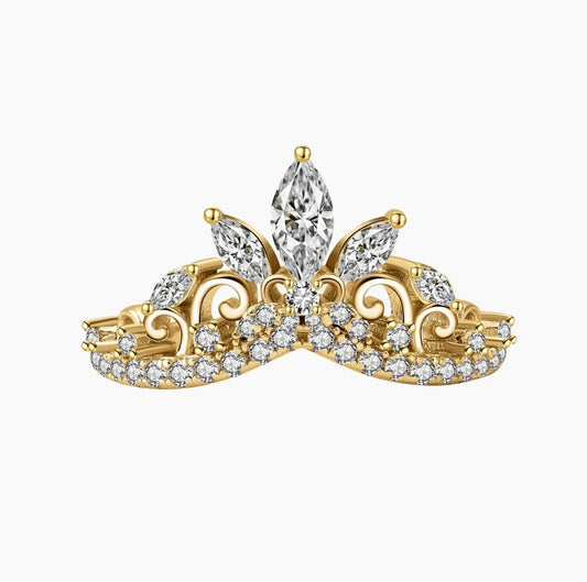 Briluxra™ | PRINCESS “TIARA” WISHBONE GOLD PLATED RING